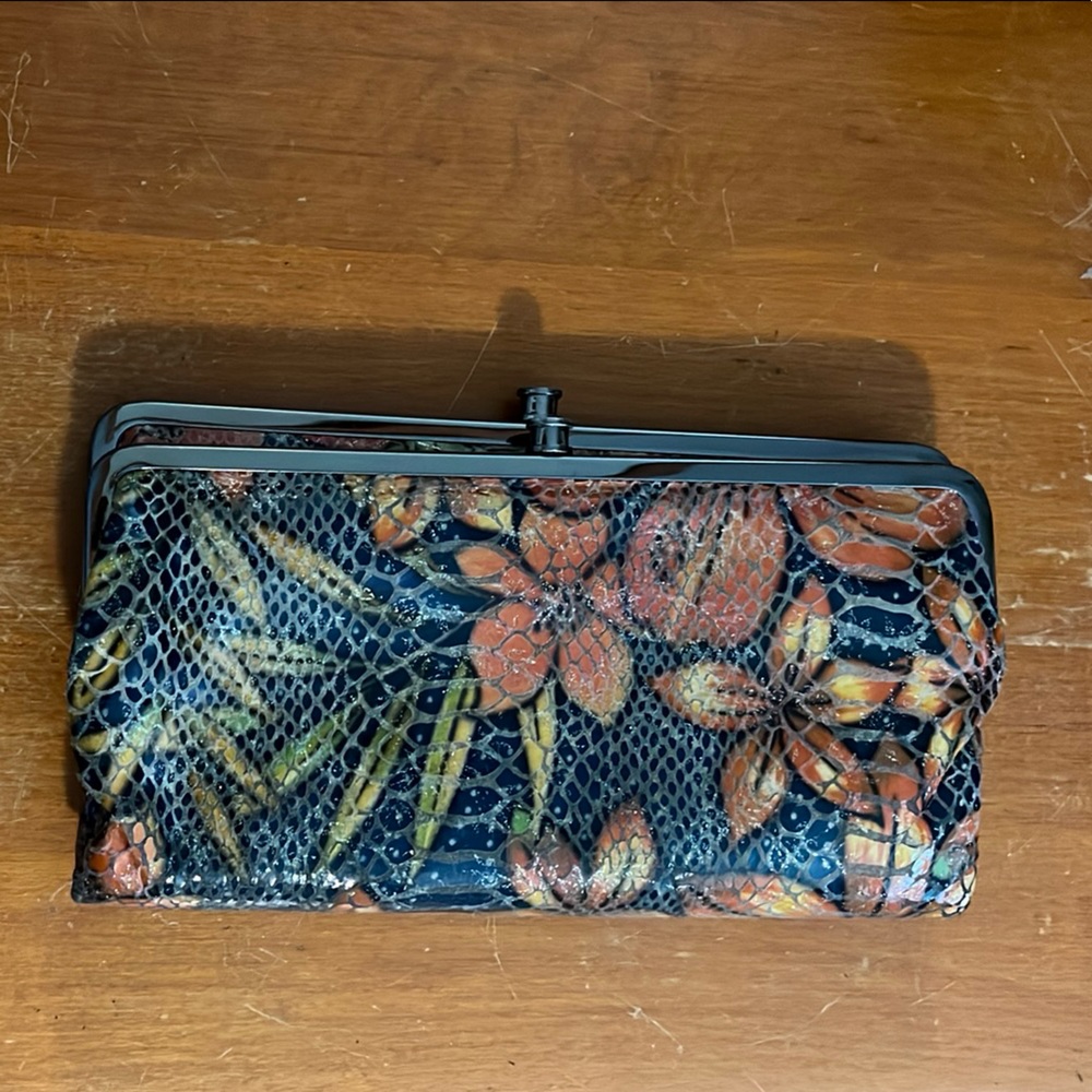 HOBO Floral Clutch Wallet - Blue and Orange
